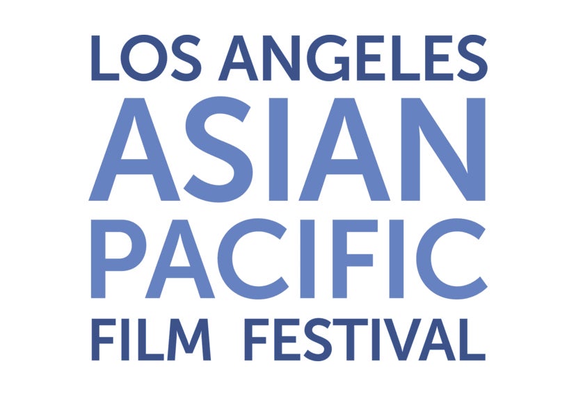 "Los Angeles Asian Pacific Film Festival" in  blue on a white background