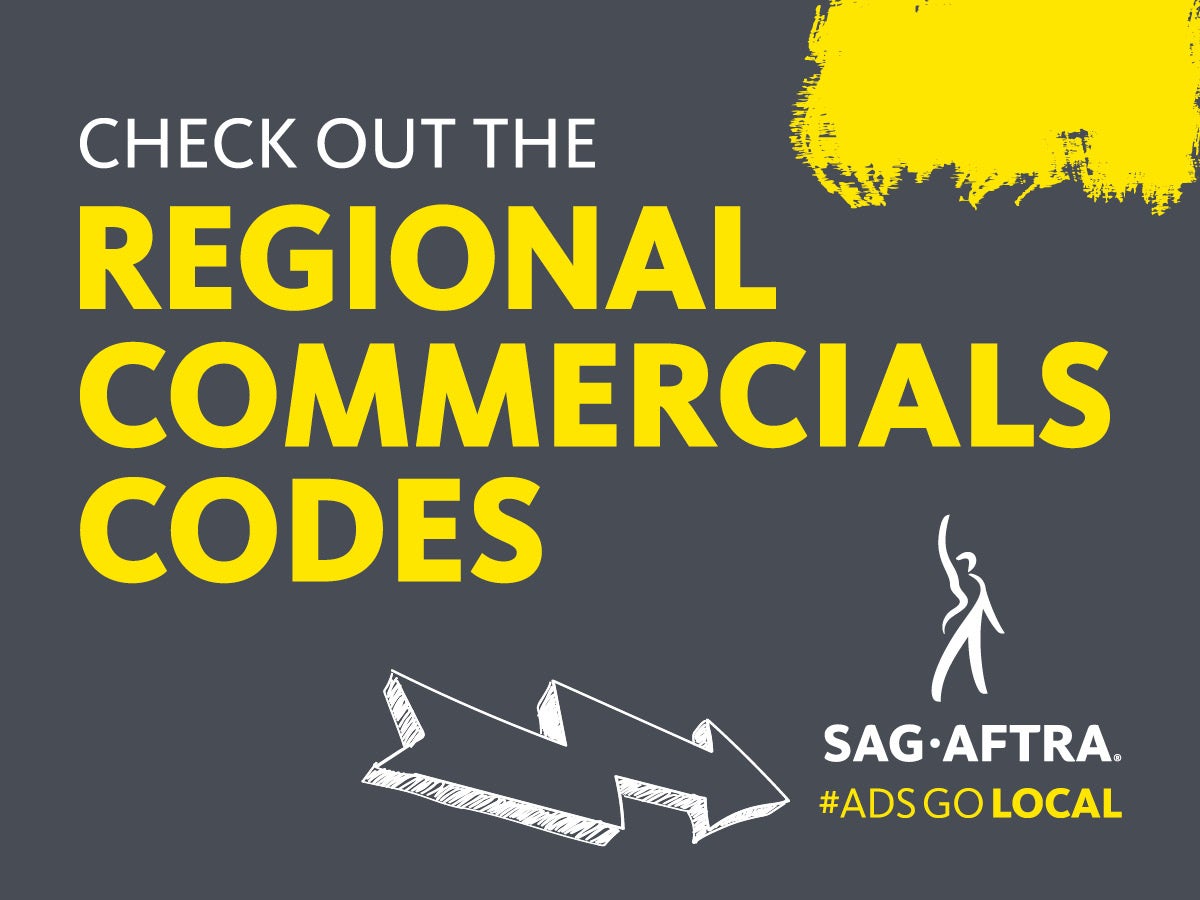Check out the Regional Commercials Codes; SAG-AFTRA #AdsGoLocal