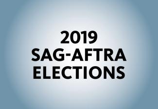 "2019 SAG-AFTRA Elections" in black on a blue background