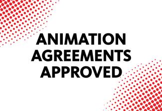Yellow background with Red dots from comic filter. SAG-AFTRA logo top center and #ToonsUnited across the center of the graphic.