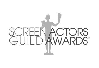 Screen Actors Guild Awards with grey Actor silhouette behind text on a white background