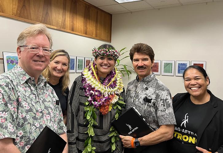 Hawaii Local Secretary Scott Swartz,  President Andy Sikkink, Hawaii State House Representative Kanani Souza,  Vice President Charles Uyehara, member Shereen Balles