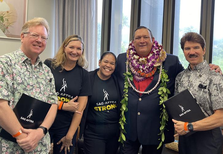 Hawaii Local Secretary Scott Swartz, President Andy Sikkink, member  Shereen Balles, Hawaii State Senator Kurt Fevella, Vice President Charles Uyehara