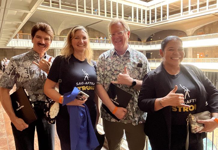 Hawaii Local Vice President Charles Uyehara, President Andy Sikkink, Secretary Scott Swartz, member leader Shereen Balles