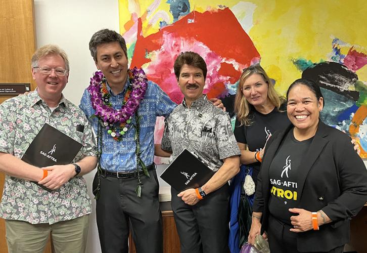 Hawaii Local Secretary Scott Swartz, Hawaii State House Representative Scot Matayoshi, Vice President Charles Uyehara, President Andy Sikkink, member Shereen Balles