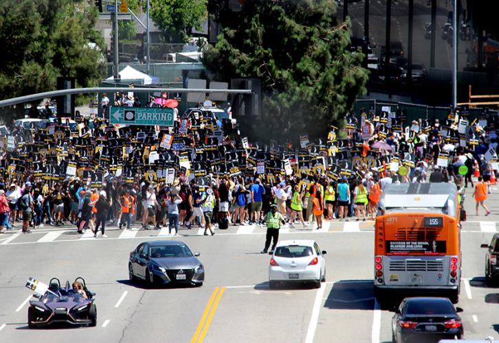 SAG-AFTRA members, family and friends flood into the streets at NBCUniversal on Aug. 4. Photo by Jack E. Herman.   