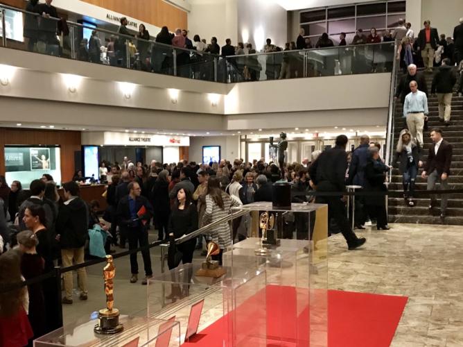 The crowd gathers for the Atlanta EGOTS Exhibit at the Woodruff Arts Center in Atlanta, Georgia on Jan. 19.