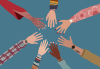 Hands reaching into a circle