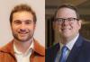 Headshots of CTA Director, Thematic Programs Brian Comiskey and SAG-AFTRA National Executive Director Duncan Crabtree-Ireland. Comiskey has reddish hair and a beard, and wears a buttoned shirt with a rust-brown leather jacket.