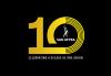 SAG-AFTRA Celebrates 10th Anniversary of Merger '10' in gold with the SAG-AFTRA logo in the middle of the 10 on an all black background. 'Celebrating a decade as one union' in white below the 10.