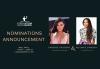 Rosario Dawson and Vanessa Hudgens announce nominees for the 28th Annual Screen Actors Guild Awards® Headshot of Dawson on right third centered, headshot of Hudgens centered and SAG Awards logo on left with 'Nomination Announcements' on left on a dark green background.