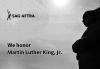 In honor of Dr. King, SAG-AFTRA offices will be closed on Monday, Jan. 21. Silhouette of MLK statue on right third of black and white graphic with the SAG-AFTRA logo in the top left corner and "We honor" in the bottom left corner on line 1 and line 2 "Martin Luther King, Jr."